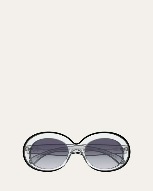 Clear Contrasting Round Acetate Sunglasses